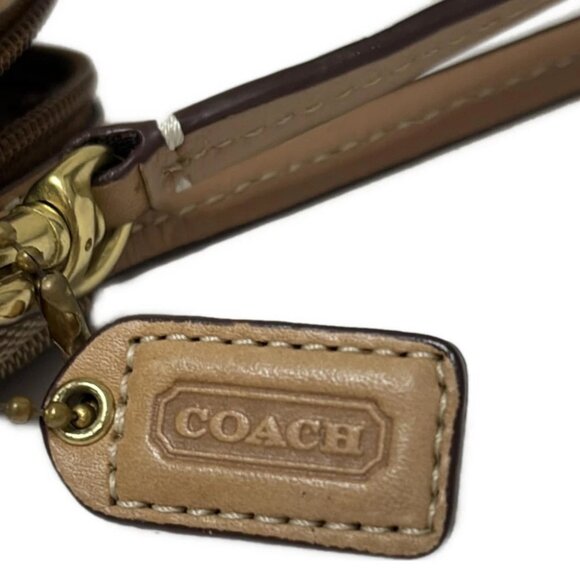 COACH Signature - Khaki Light Brown Jacquard Leather Pouch - Picture 4 of 5
